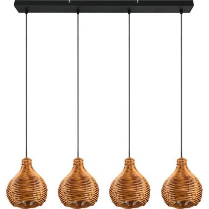 Reality - Lustre suspenso por cabo SPROUT 3xE14/40W/230V castanho/rattan