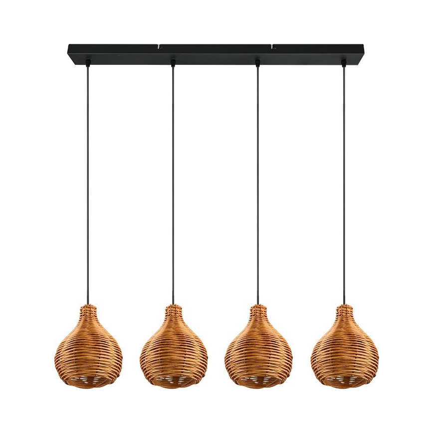 Reality - Lustre suspenso por cabo SPROUT 3xE14/40W/230V castanho/rattan