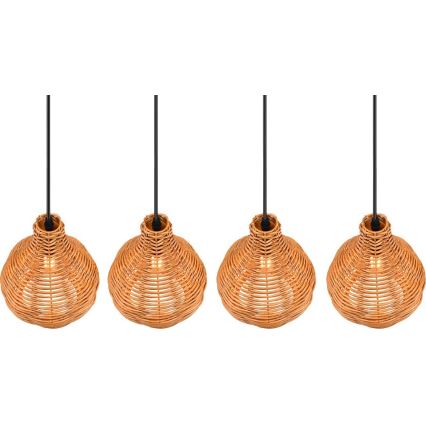Reality - Lustre suspenso por cabo SPROUT 3xE14/40W/230V castanho/rattan