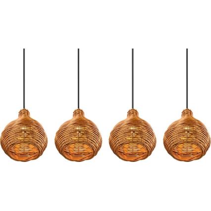 Reality - Lustre suspenso por cabo SPROUT 3xE14/40W/230V castanho/rattan