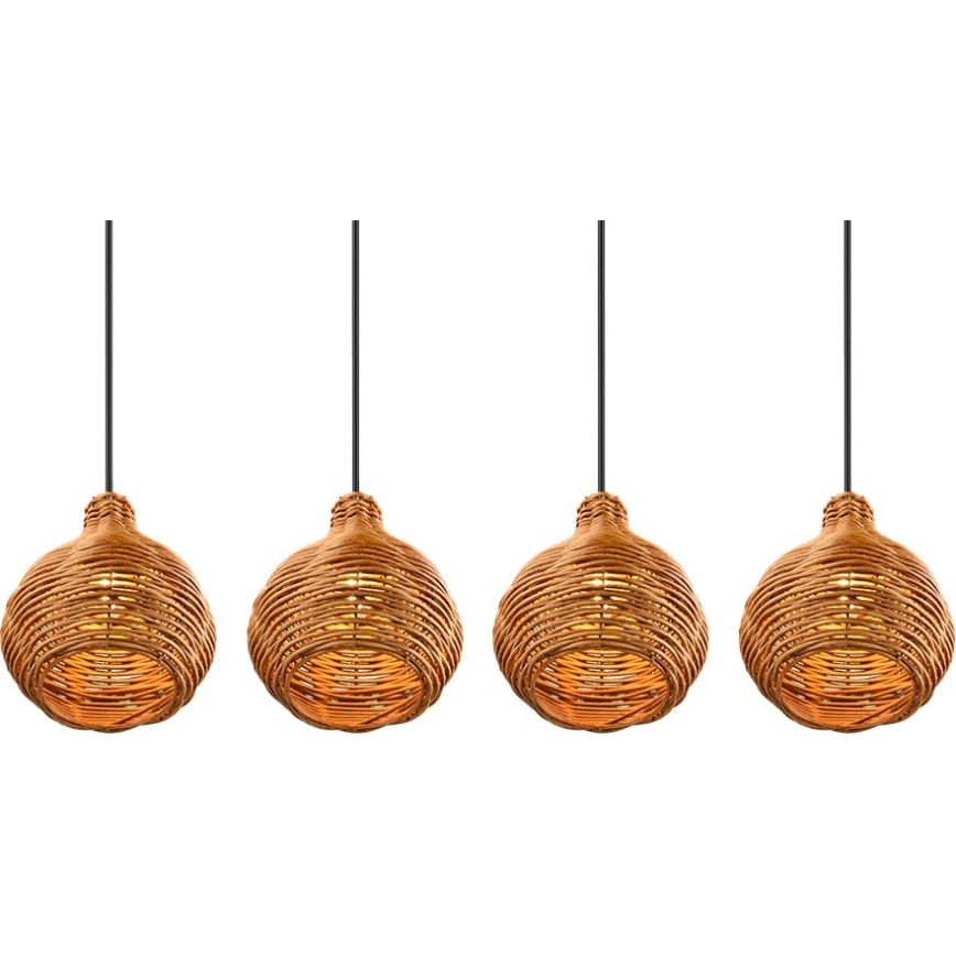 Reality - Lustre suspenso por cabo SPROUT 3xE14/40W/230V castanho/rattan