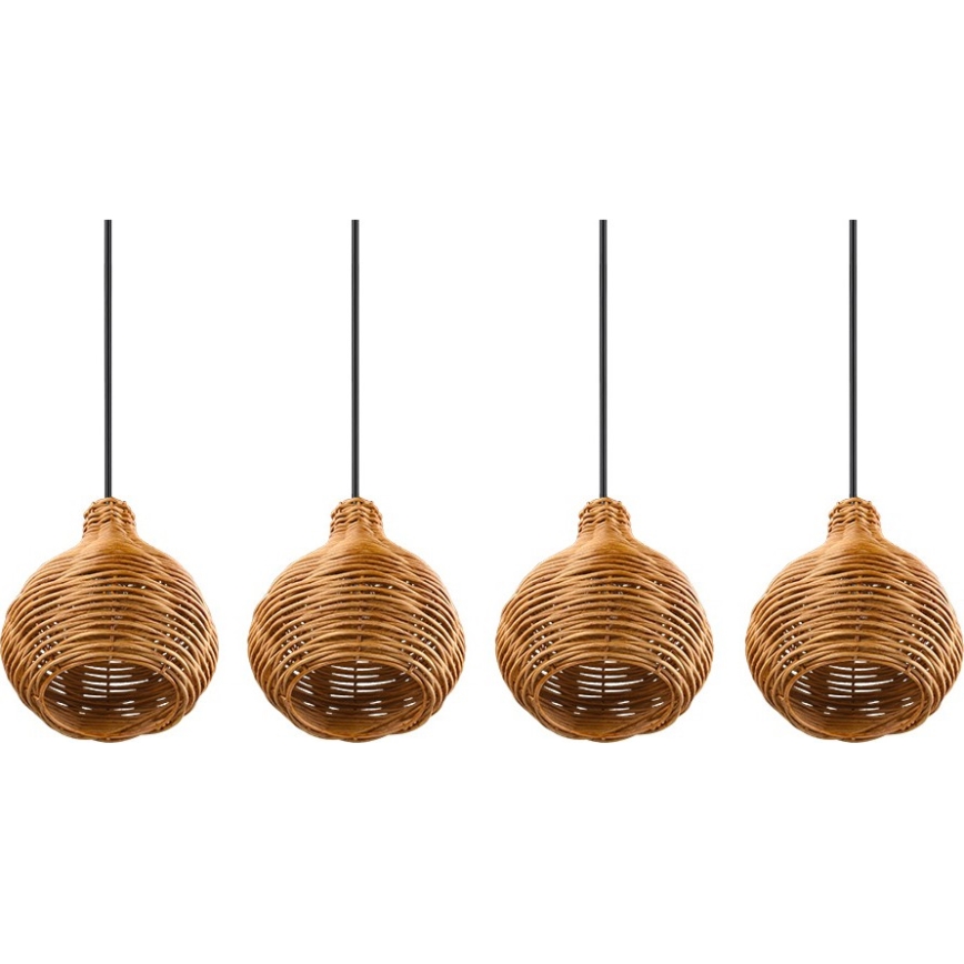 Reality - Lustre suspenso por cabo SPROUT 3xE14/40W/230V castanho/rattan