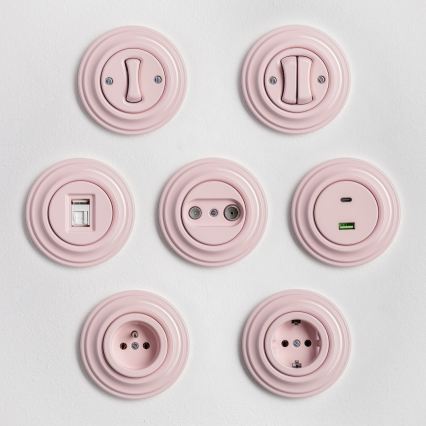 Reblig - Botão retro com moldura em rosa antigo