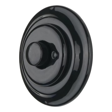 Reblig - Dimmer retro de porcelana rotativo com moldura 250V/10A preto