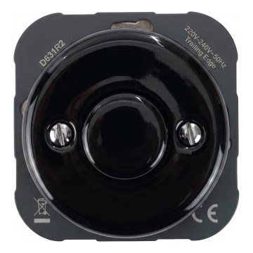 Reblig - Dimmer retro em porcelana sem moldura 250V/10A preto