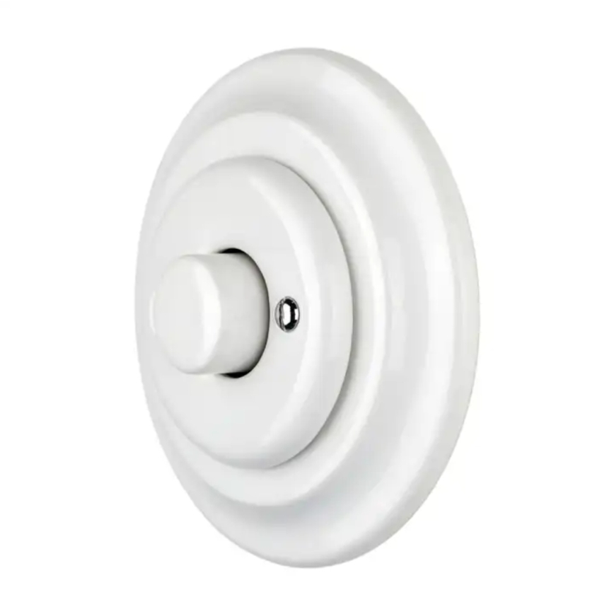 Reblig - Dimmer rotativo retro em porcelana com moldura 250V/10A branco