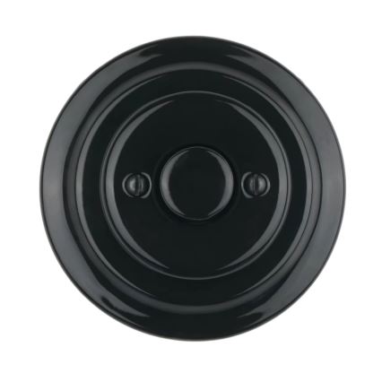 Reblig - Dimmer rotativo retro em porcelana com moldura, 250V/10A, preto