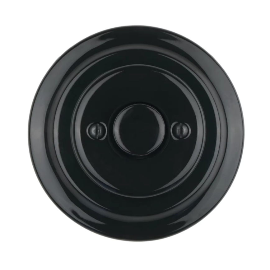 Reblig - Dimmer rotativo retro em porcelana com moldura, 250V/10A, preto