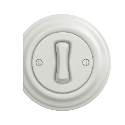 Reblig - Interruptor cruzado retro sem moldura n.º 7 branco cerâmico
