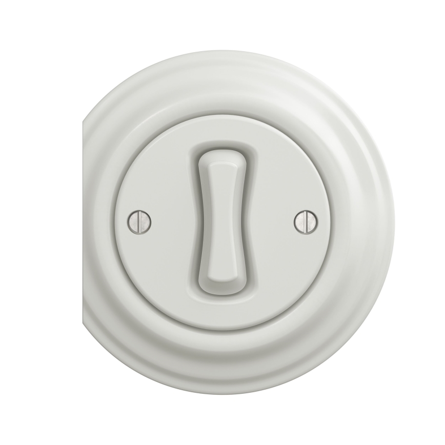 Reblig - Interruptor cruzado retro sem moldura n.º 7 branco cerâmico