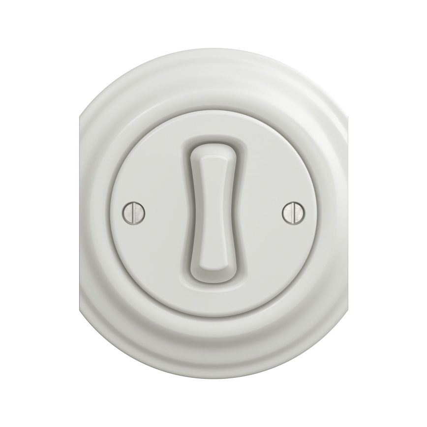 Reblig - Interruptor cruzado retro sem moldura n.º 7 branco cerâmico