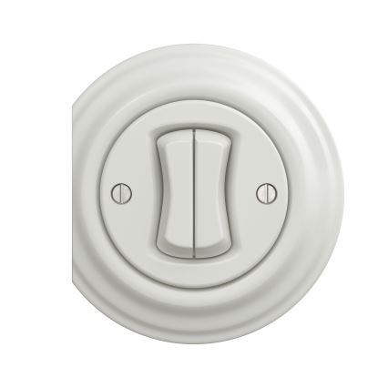 Reblig - Interruptor de duas teclas retro sem moldura em cerâmica branca