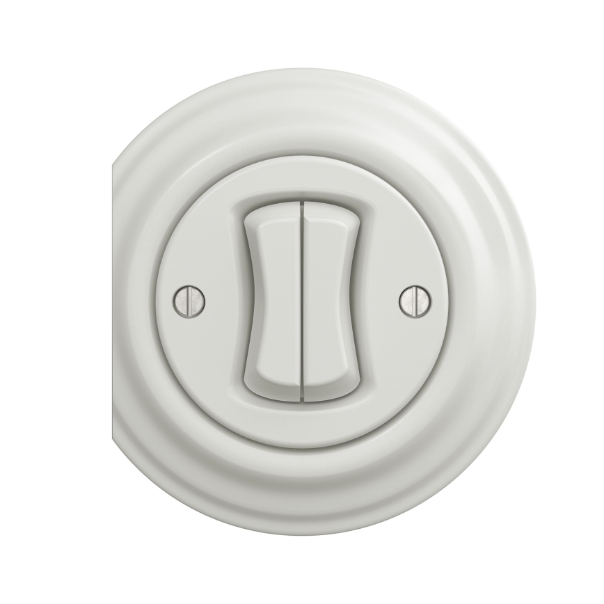 Reblig - Interruptor de duas teclas retro sem moldura em cerâmica branca