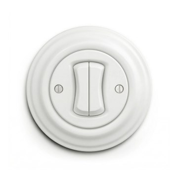 Reblig - Interruptor duplo retro com moldura branco neve