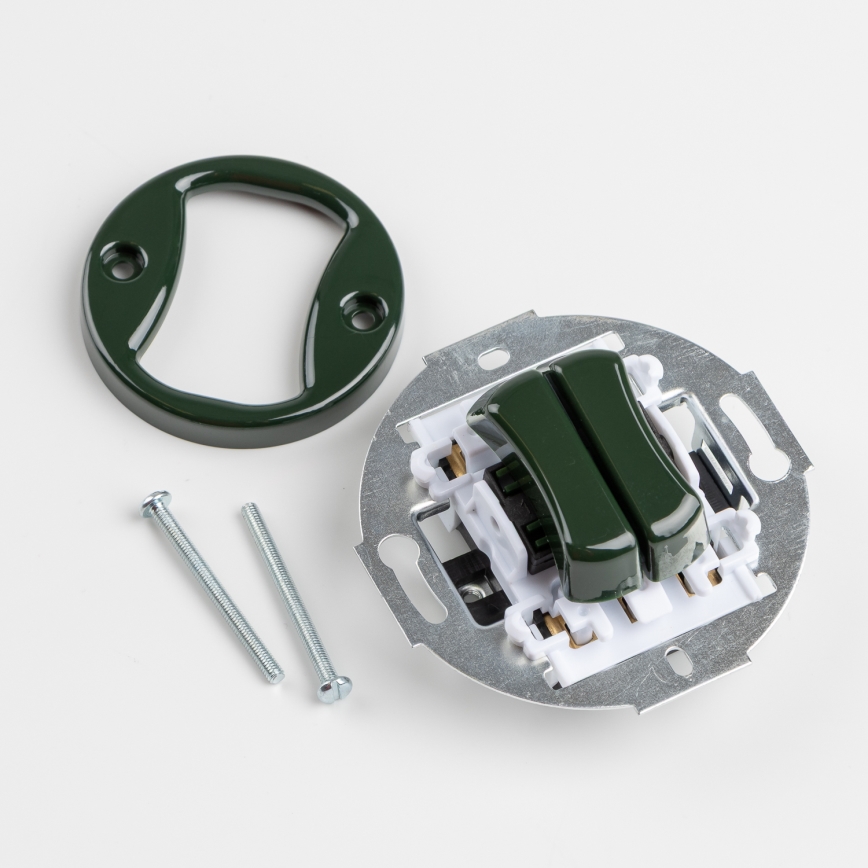 Reblig - Interruptor duplo retro com moldura verde