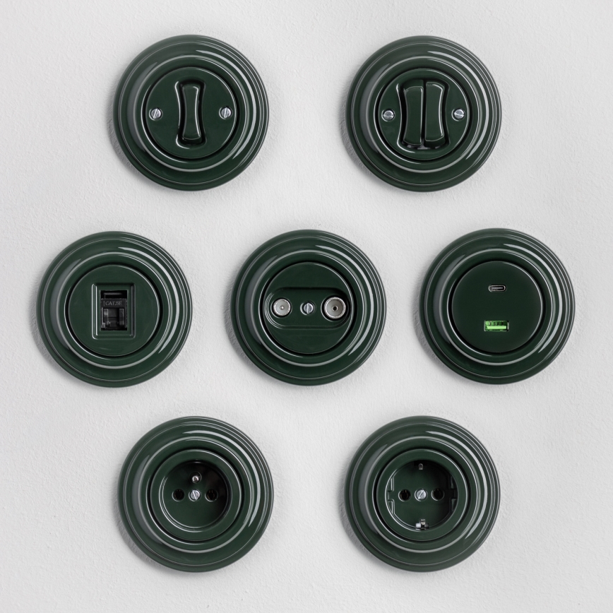 Reblig - Interruptor duplo retro com moldura verde