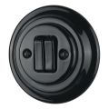 Reblig - Interruptor duplo retro em porcelana com moldura n.º 6+6, preto