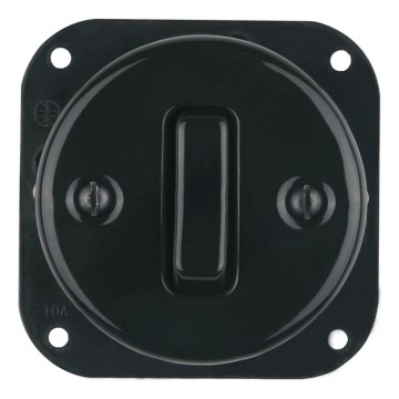 Reblig - Interruptor duplo retro em porcelana sem moldura n.º 6+6 preto