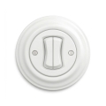 Reblig - Interruptor duplo retro para escadas com moldura n.º 6+6, branco neve
