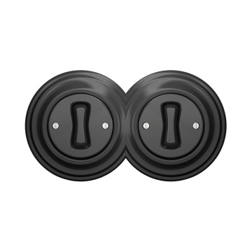 Reblig - Interruptor duplo unipolar de estilo retro com moldura n.º 1, antracite