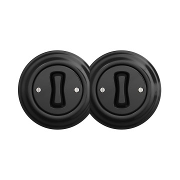 Reblig - Interruptor duplo unipolar de estilo retro com moldura n.º 1, preto