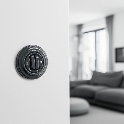 Reblig - Interruptor retro de dois botões com moldura antracite
