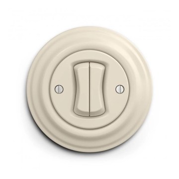 Reblig - Interruptor retro de duas teclas com moldura bege