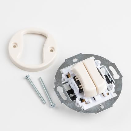 Reblig - Interruptor retro de duas teclas com moldura bege