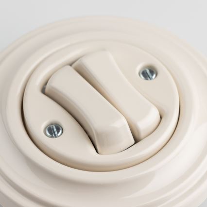 Reblig - Interruptor retro de duas teclas com moldura bege