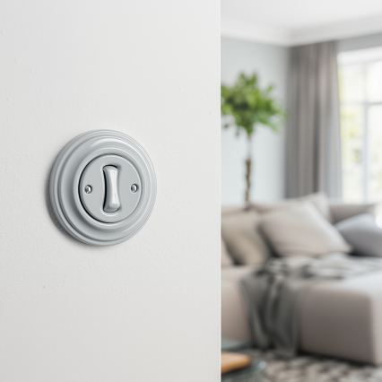 Reblig - Interruptor retrô de escada com moldura nº 6 cinza