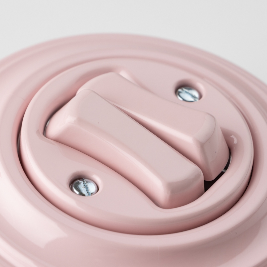 Reblig - Interruptor retro de escada duplo com moldura n.º 6+6, rosa antigo