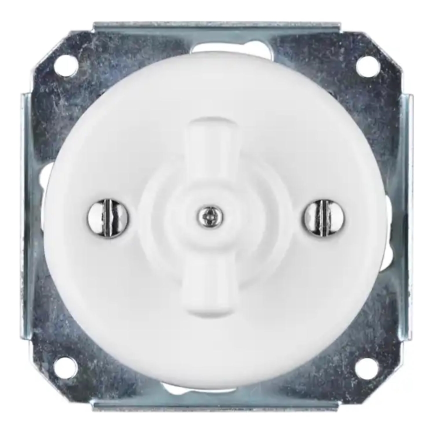 Reblig - Interruptor retro de porcelana giratório sem moldura č. 1 branco