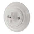 Reblig - Interruptor retro de porcelana rotativo com moldura n.º 5 branco