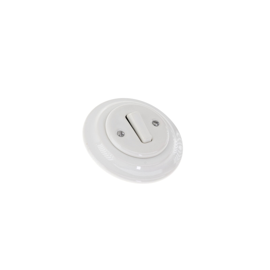 Reblig - Interruptor retro de porcelana, simples, com moldura n.º 1, branco