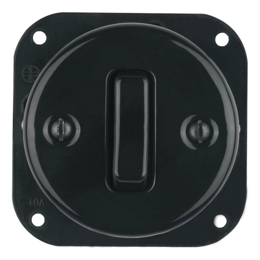 Reblig - Interruptor retro de porcelana simples sem moldura č. 7 preto