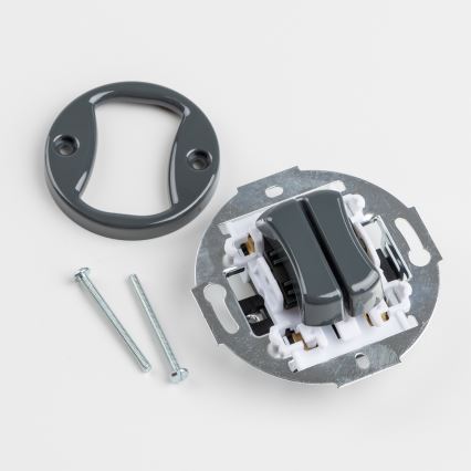 Reblig - Interruptor retro duplo para escadas com moldura n.º 6+6, antracite