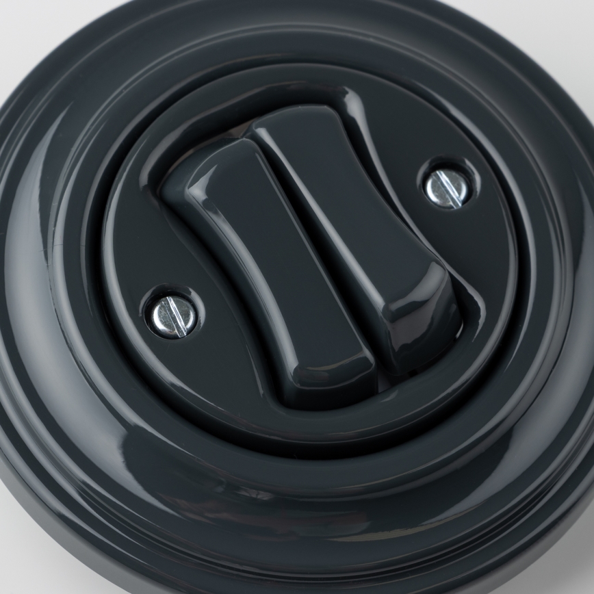 Reblig - Interruptor retro duplo para escadas com moldura n.º 6+6, antracite