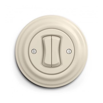 Reblig - Interruptor retro duplo para escadas com moldura n.º 6+6, bege