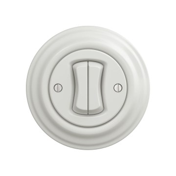 Reblig - Interruptor retro duplo para escadas com moldura n.º 6+6, branco cerâmico