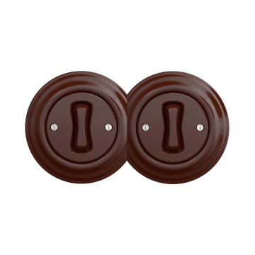 Reblig - Interruptor retro duplo unipolar com moldura n.º 1, castanho