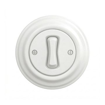 Reblig - Interruptor retrô para escada com moldura n.º 6 branco neve