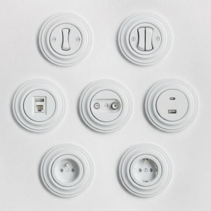Reblig - Interruptor retrô para escada com moldura n.º 6 branco neve
