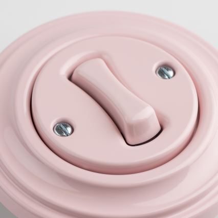 Reblig - Interruptor retro para escadas com moldura n.º 6, cor rosa antigo