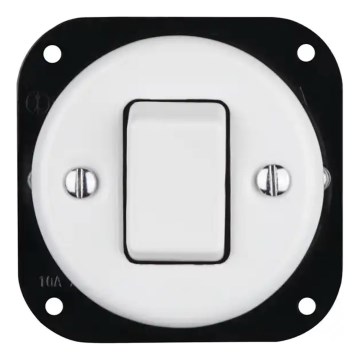 Reblig - Interruptor retro simples de porcelana sem moldura č. 7 branco