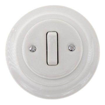 Reblig - Interruptor retro simples em porcelana com moldura n.º 6 branco