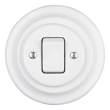 Reblig - Interruptor retro simples em porcelana com moldura n.º 7, branco