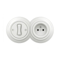 Reblig - Interruptor retro unipolar n.º 1 e tomada 230 V com moldura, branco neve