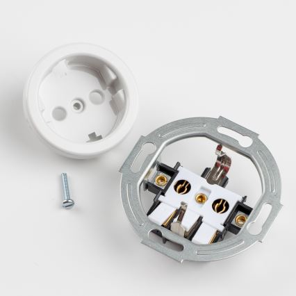 Reblig - Interruptor retro unipolar n.º 1 e tomada SCHUKO 230 V com moldura cerâmica branca