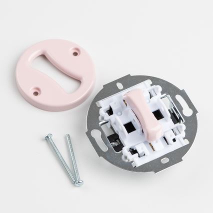 Reblig - Interruptor retro unipolar n.º 1 e tomada SCHUKO 230V com moldura rosa antiga