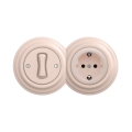 Reblig - Interruptor retro unipolar n.º 1 e tomada SCHUKO 230V com moldura rosa antiga